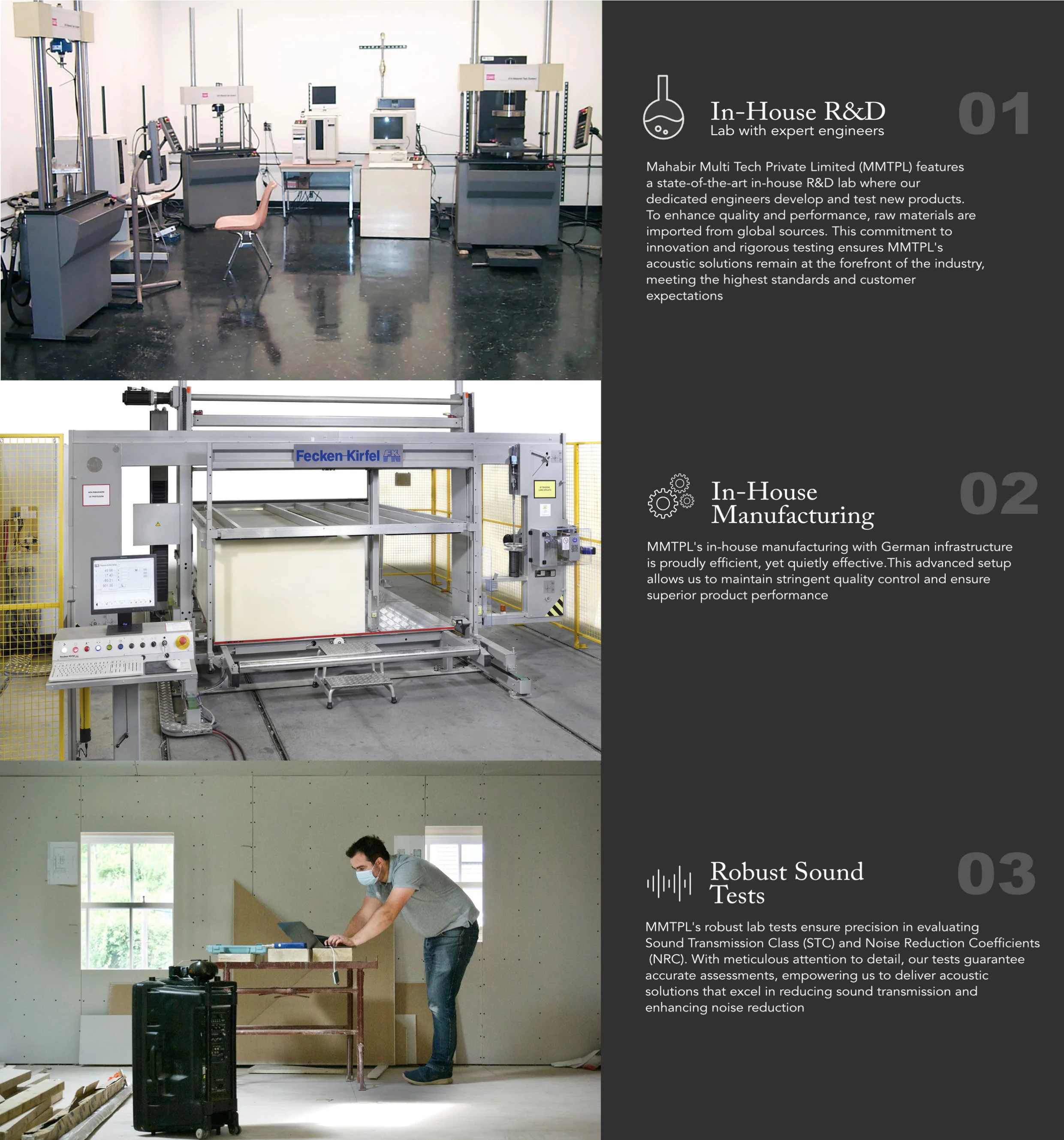 MMTPL acoustic projects and manufacturing overview