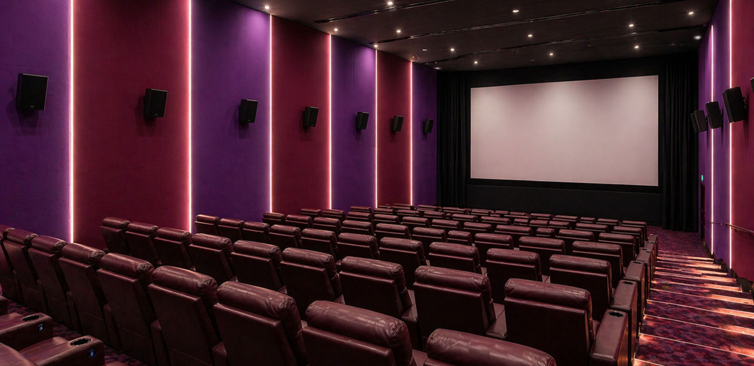 PET acoustic panels installed in a cinema interior